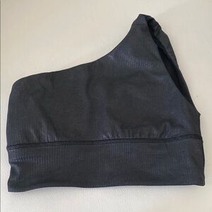 Lululemon Athletica Black Ribbed Shine One-Shoulder Top